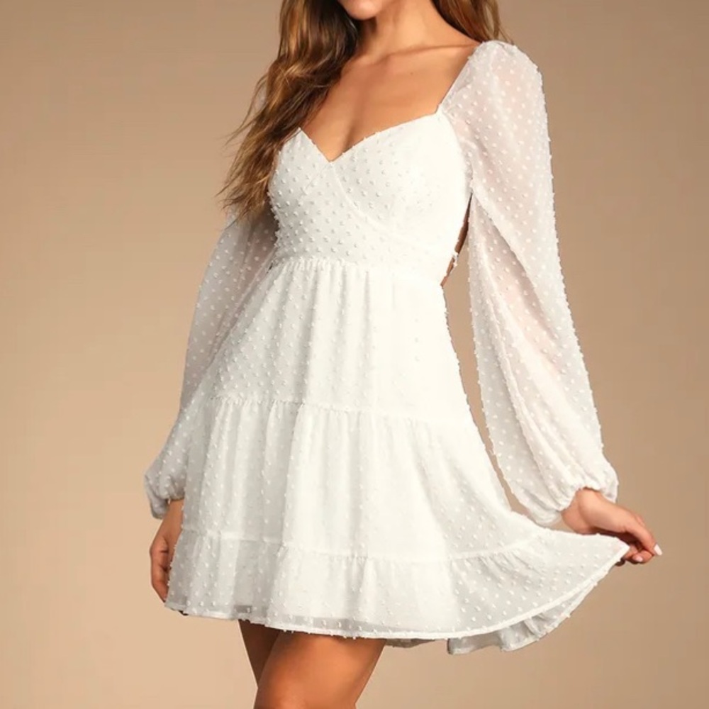LuLu’s White Puffy Sleeve Mini Dress
